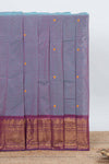 Lavender colour chettinad cotton saree all over thread butta with contrast border and self pallu along with blouse piece