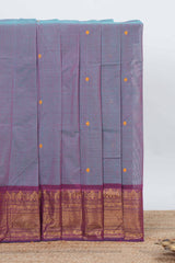 Lavender colour chettinad cotton saree all over thread butta with contrast border and self pallu along with blouse piece