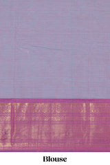 Lavender colour chettinad cotton saree all over thread butta with contrast border and self pallu along with blouse piece