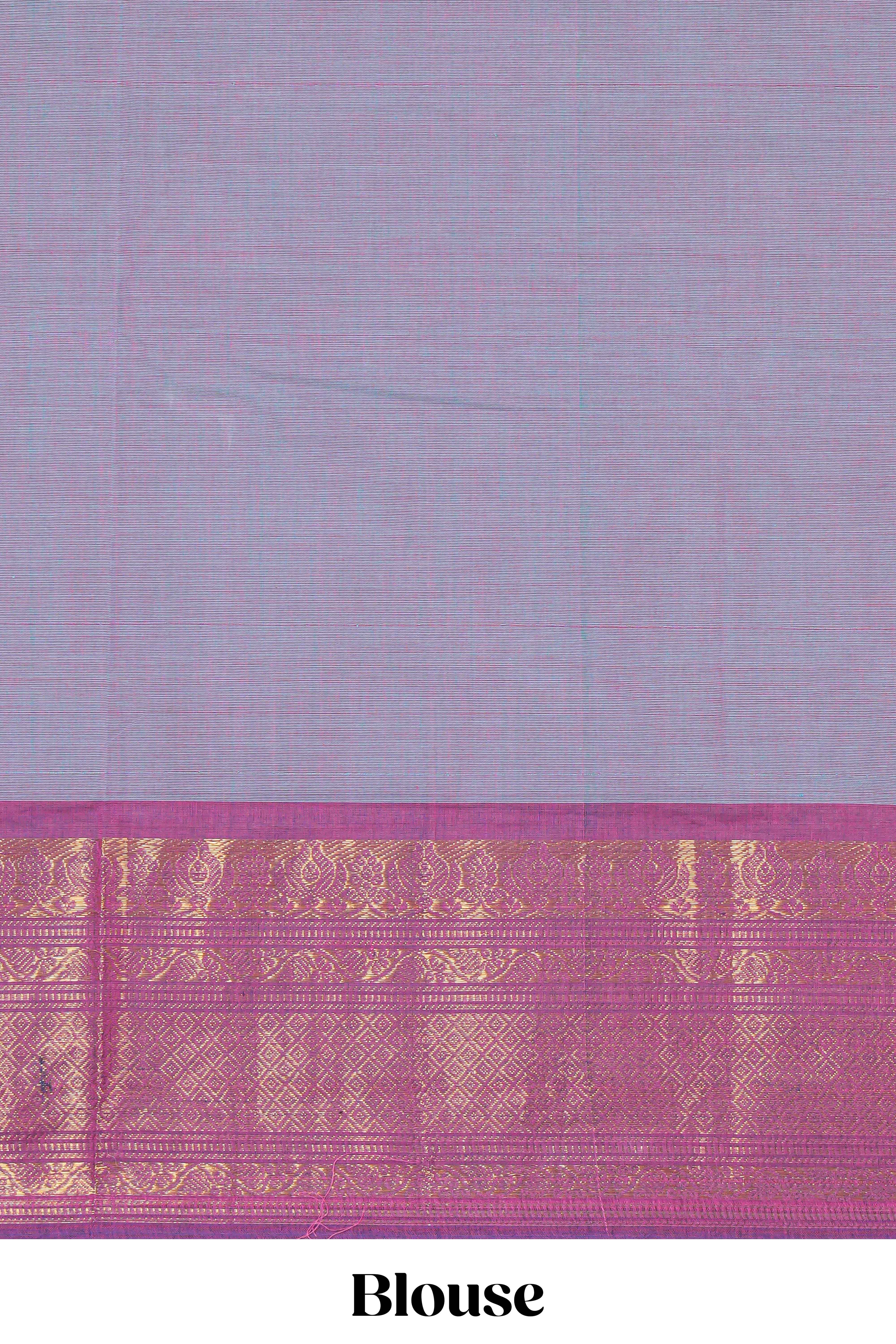 Lavender colour chettinad cotton saree all over thread butta with contrast border and self pallu along with blouse piece