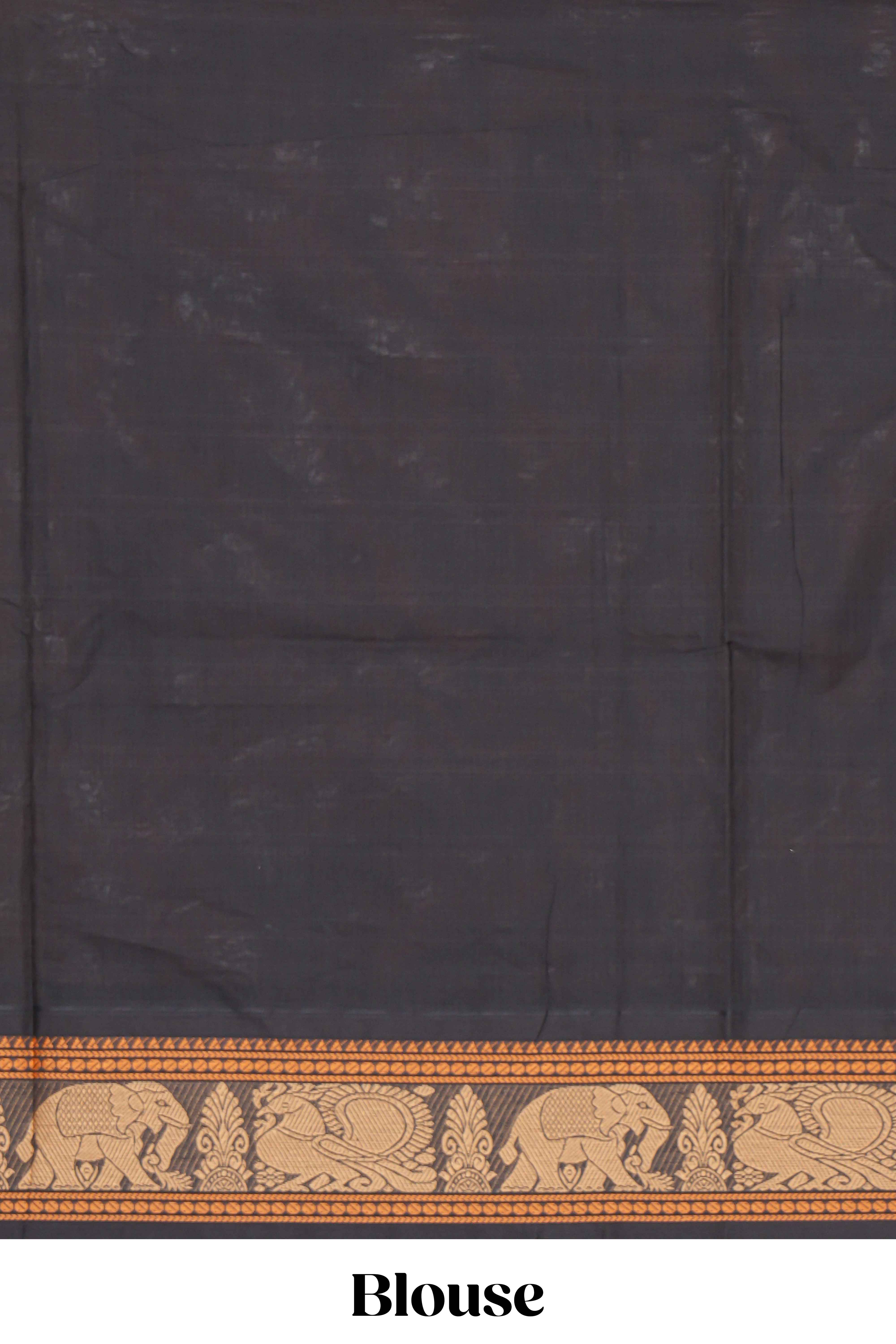 Red colour chettinad cotton saree plain body with contrast border and contrast pallu along with blouse piece