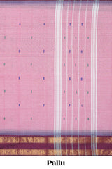 Pink colour chettinad cotton saree all over thread buttas with contrast border and self pallu along with blouse piece