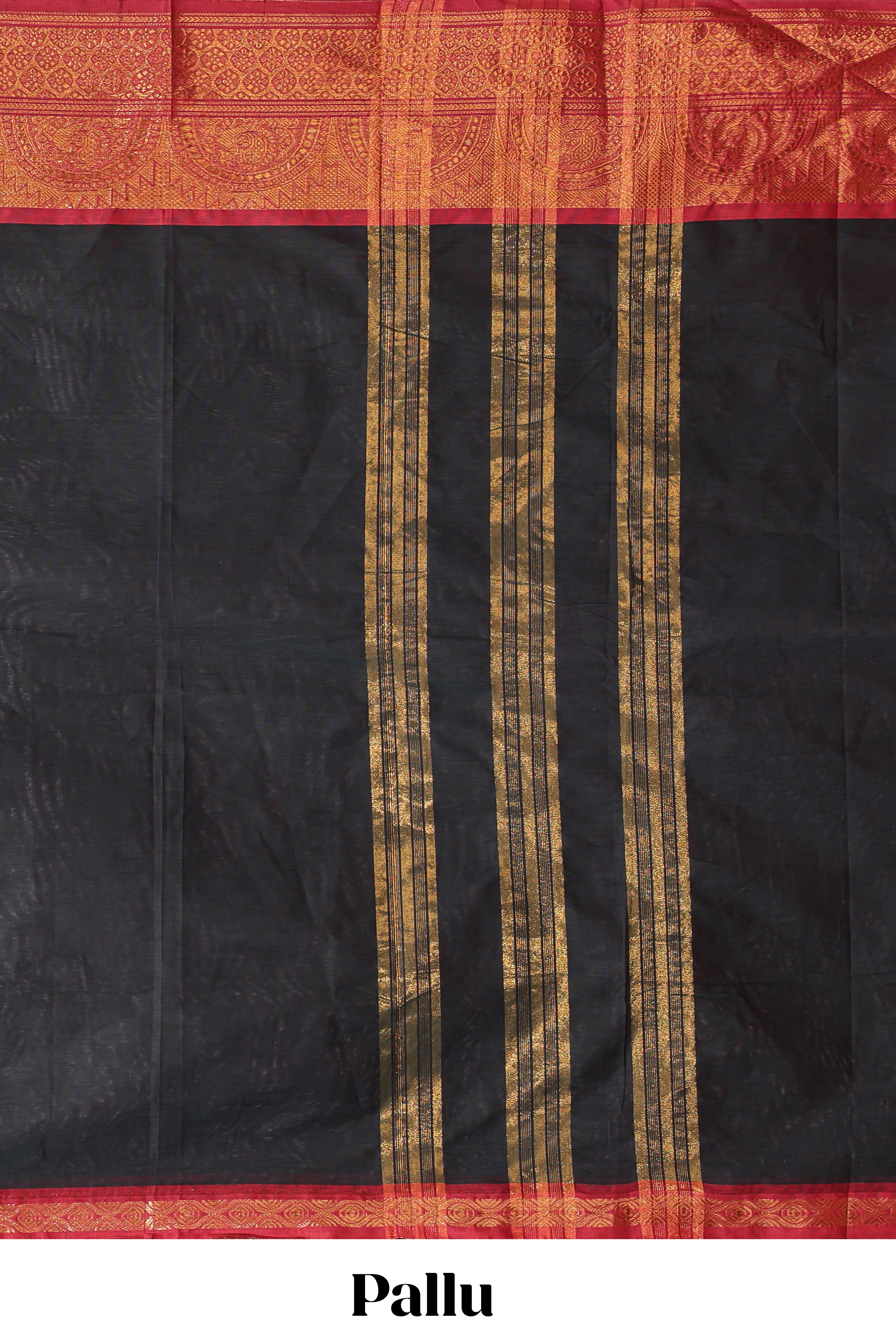 Black plain chettinad cotton saree with contrast zari border and matching blouse