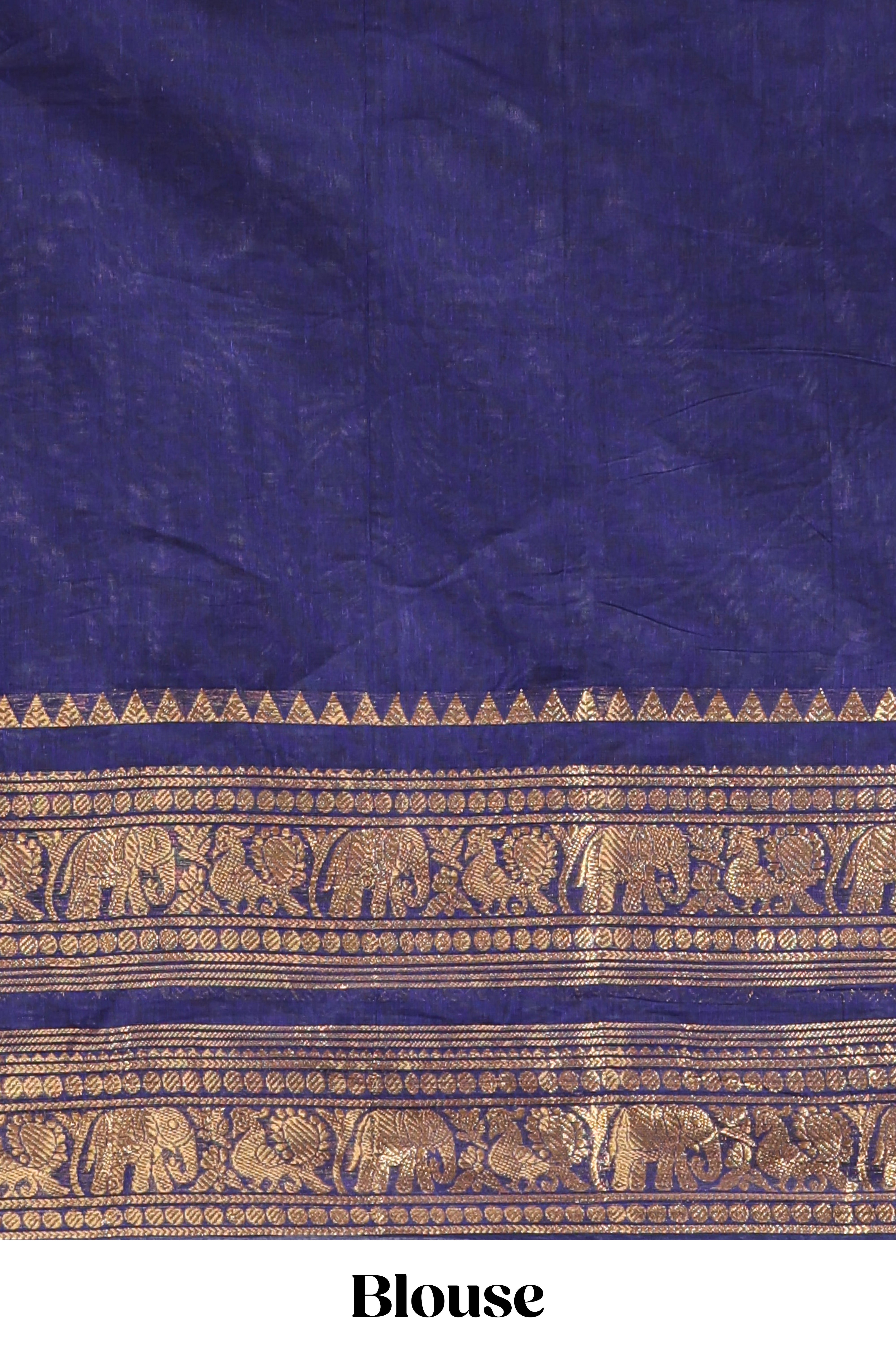 Royal blue plain chettinad cotton saree with self bentex zari border and matching blouse