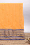 Orange plain chettinad cotton saree with contrast bentex zari border and matching blouse