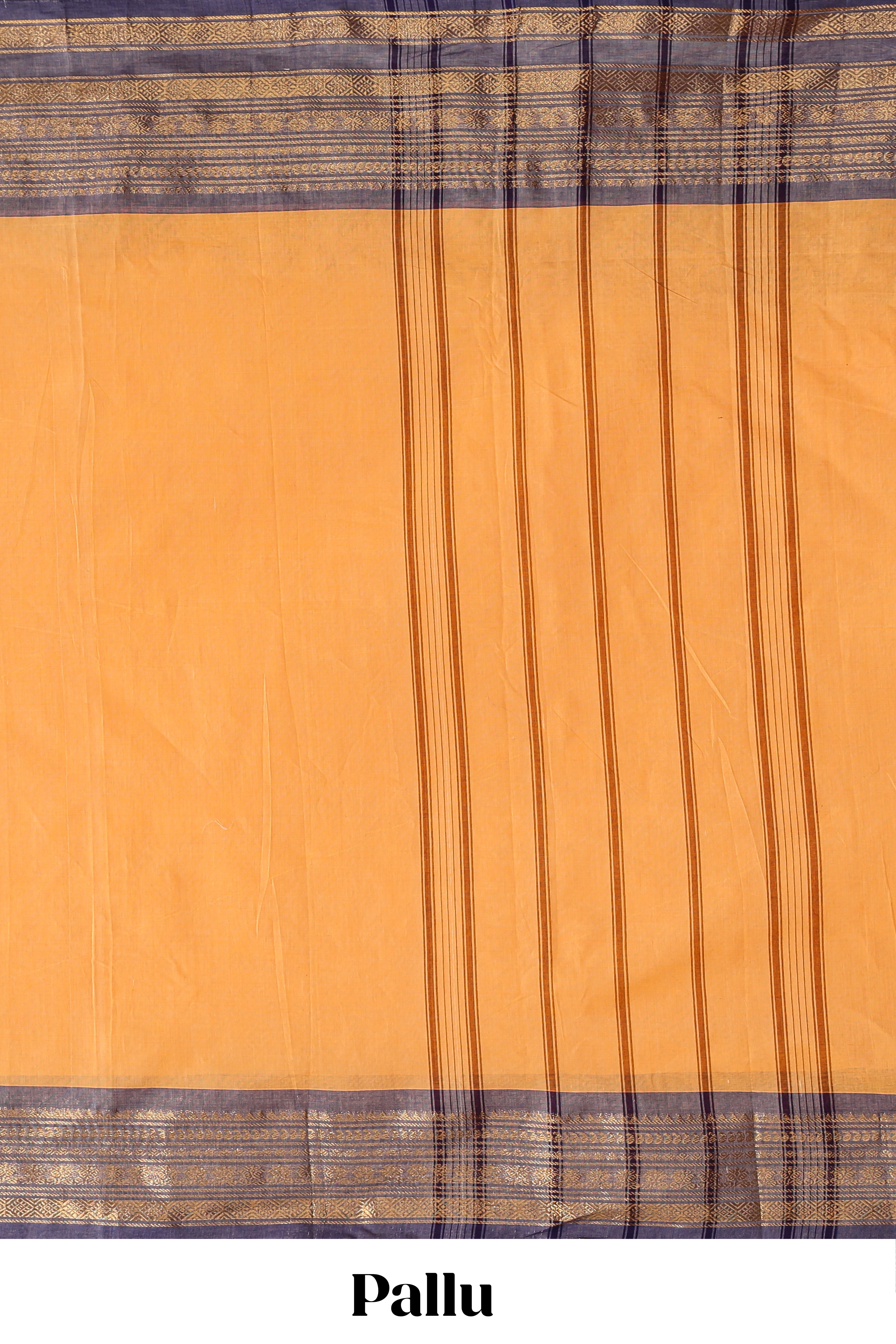 Orange plain chettinad cotton saree with contrast bentex zari border and matching blouse