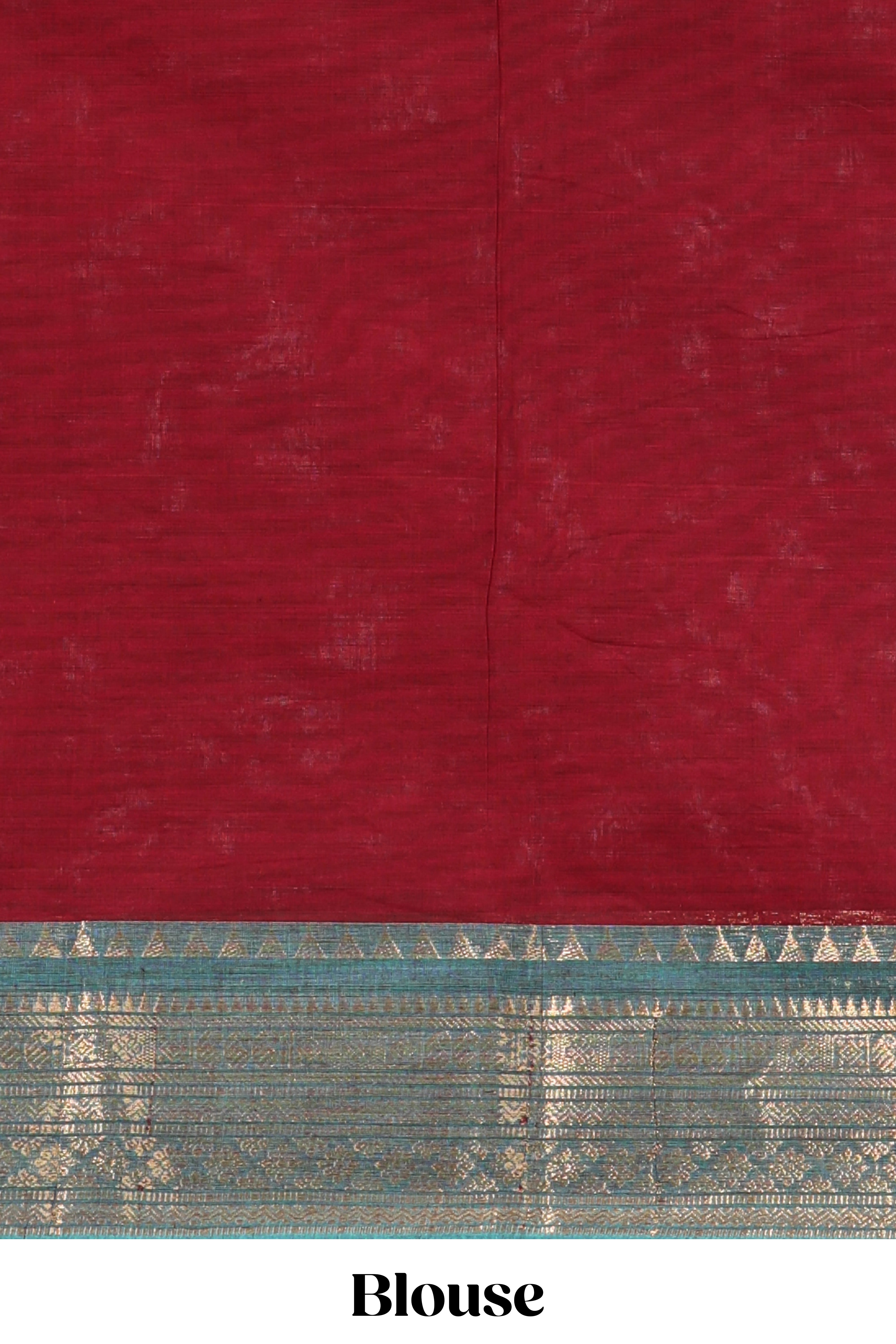 Red plain chettinad cotton saree with contrast bentex zari border and matching blouse