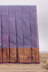 Lavender plain chettinad cotton saree with contrast bentex zari border and matching blouse