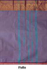 Lavender plain chettinad cotton saree with contrast bentex zari border and matching blouse