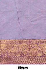 Lavender plain chettinad cotton saree with contrast bentex zari border and matching blouse