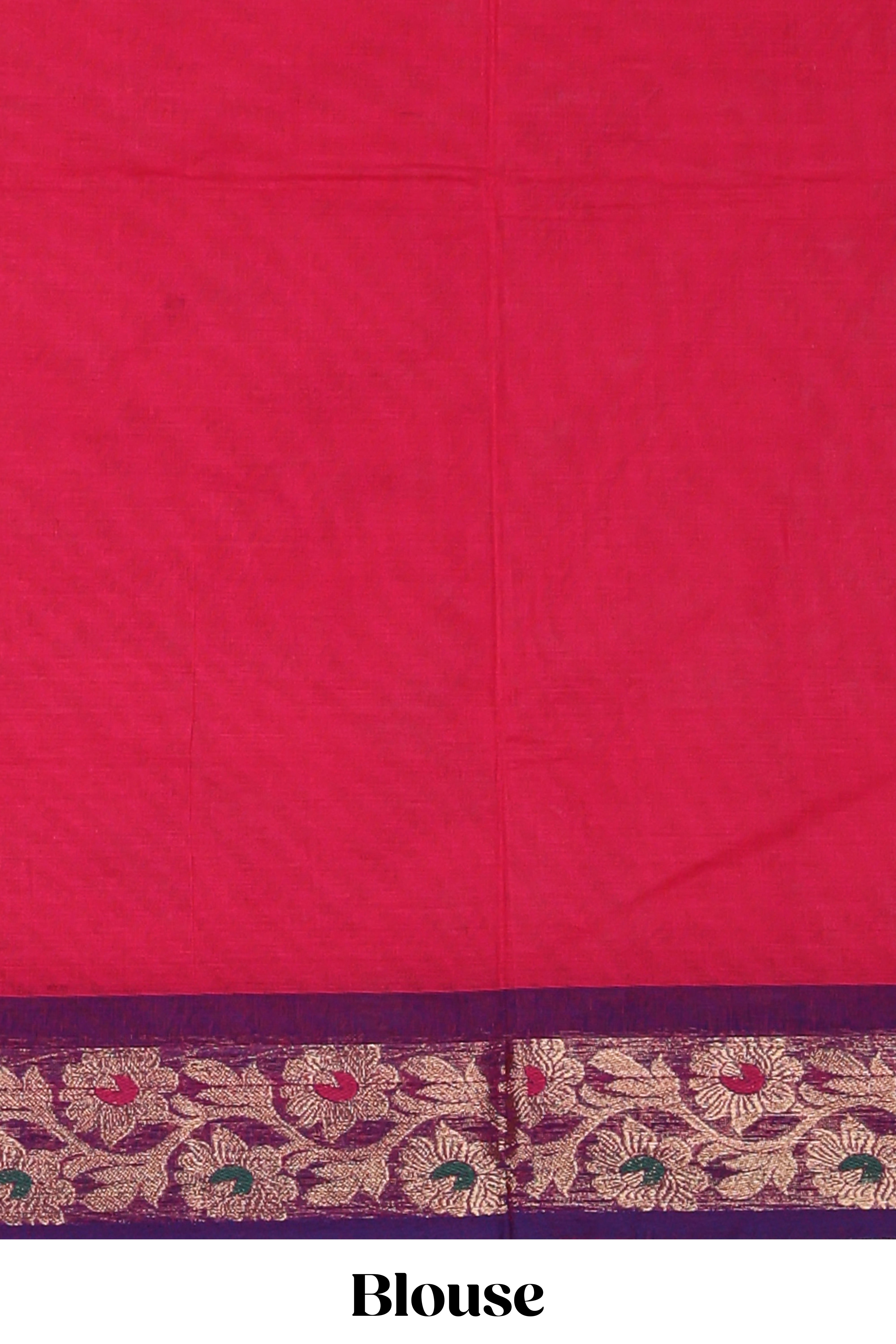 Pink motifs design chettinad cotton saree with contrast floral zari border and matching blouse