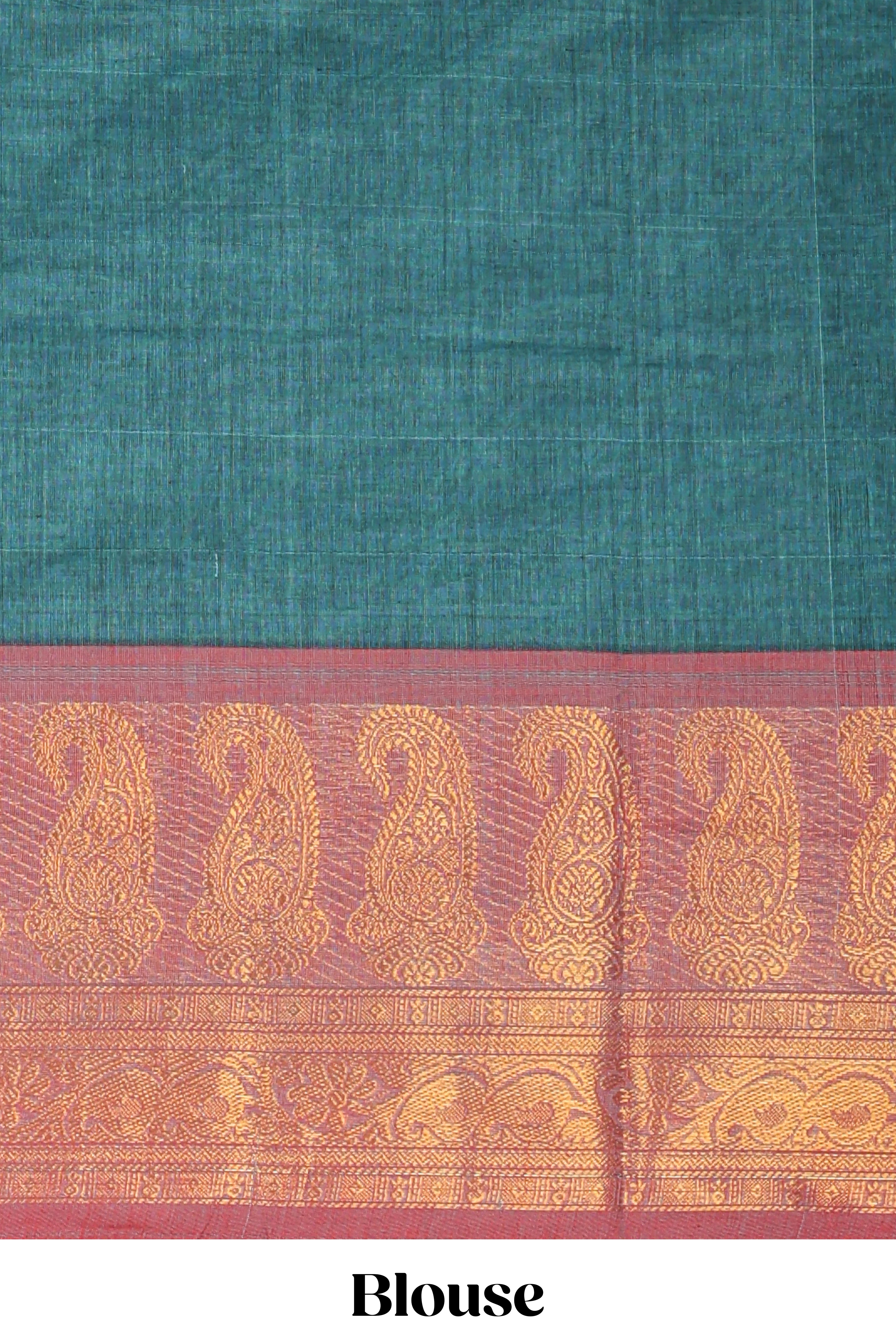 Midnight green plain chettinad cotton saree with contrast zari border and matching blouse