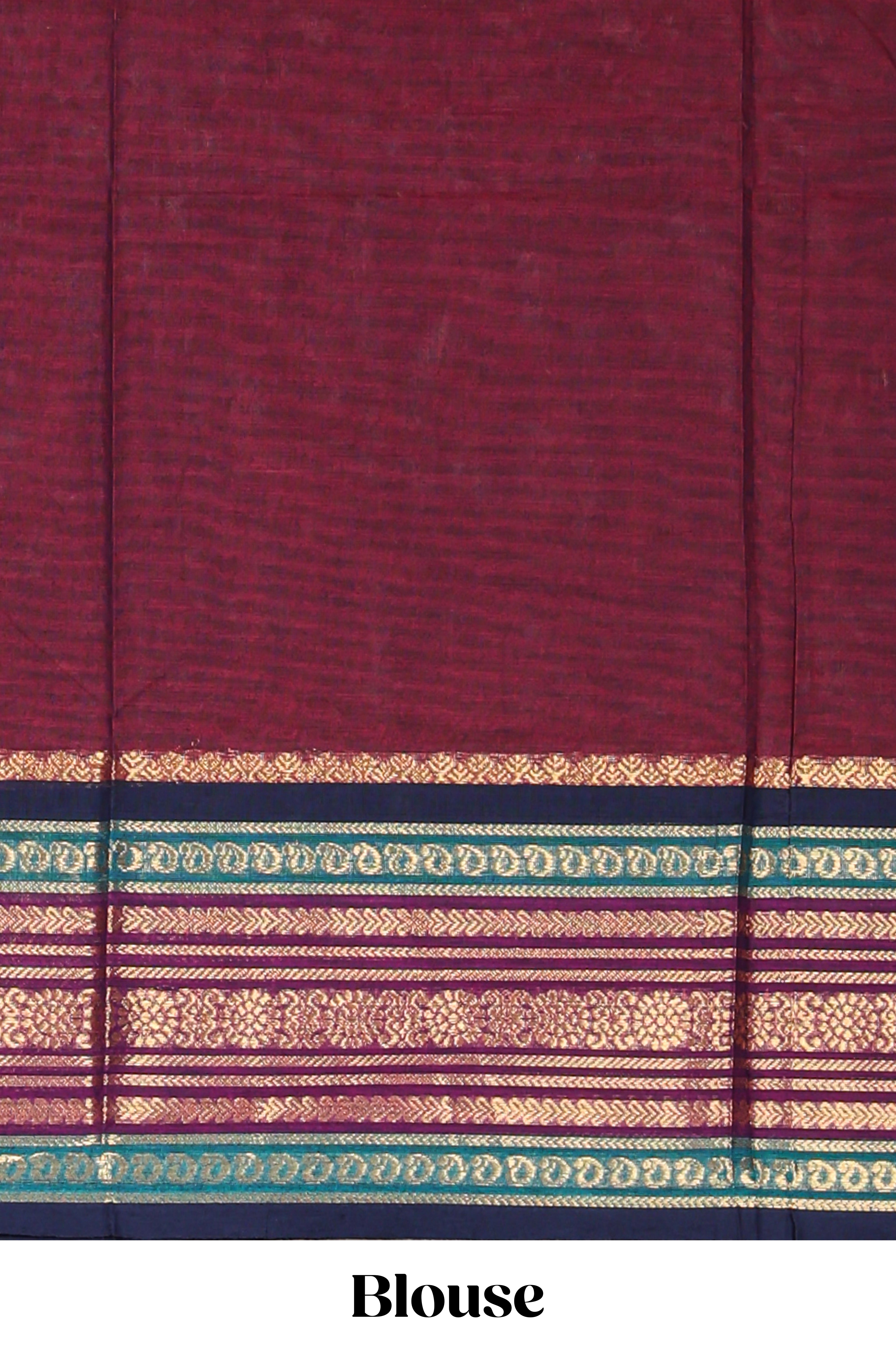 Maroon floral motifs chettinad cotton saree with contrast zari border and matching blouse