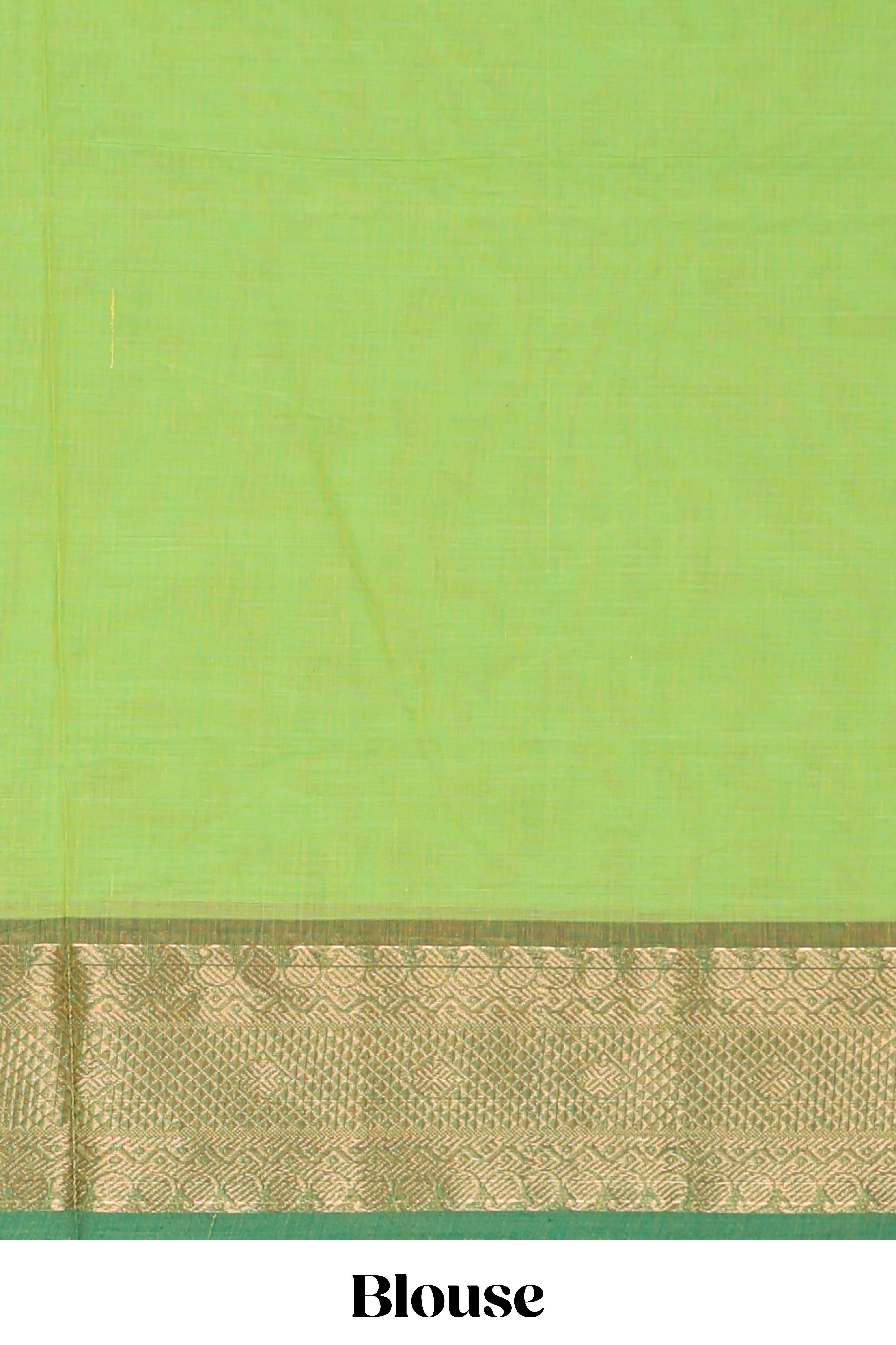 Green butta chettinad cotton saree with contrast zari border and matching blouse