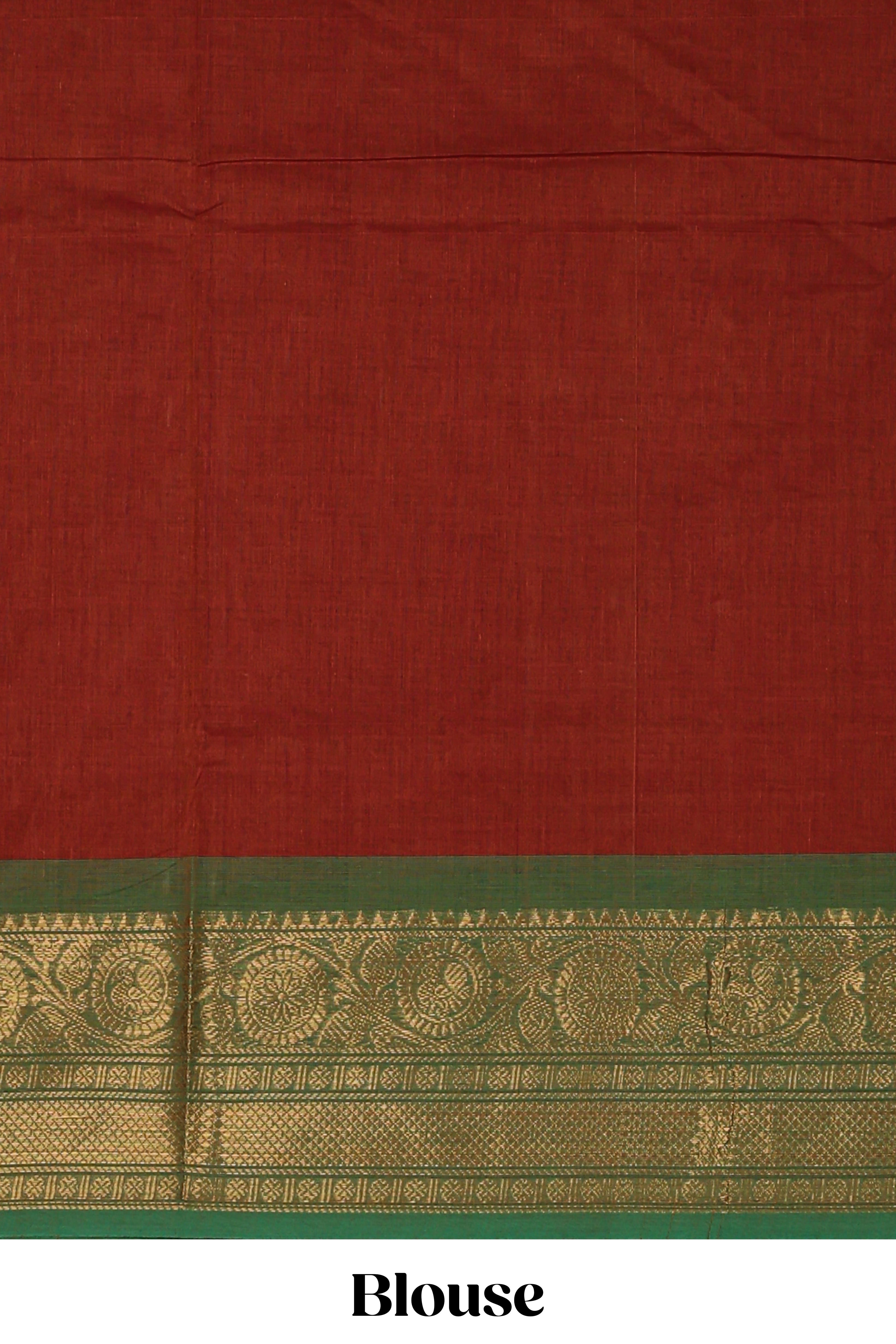 Orange butta chettinad cotton saree with contrast zari border and matching blouse