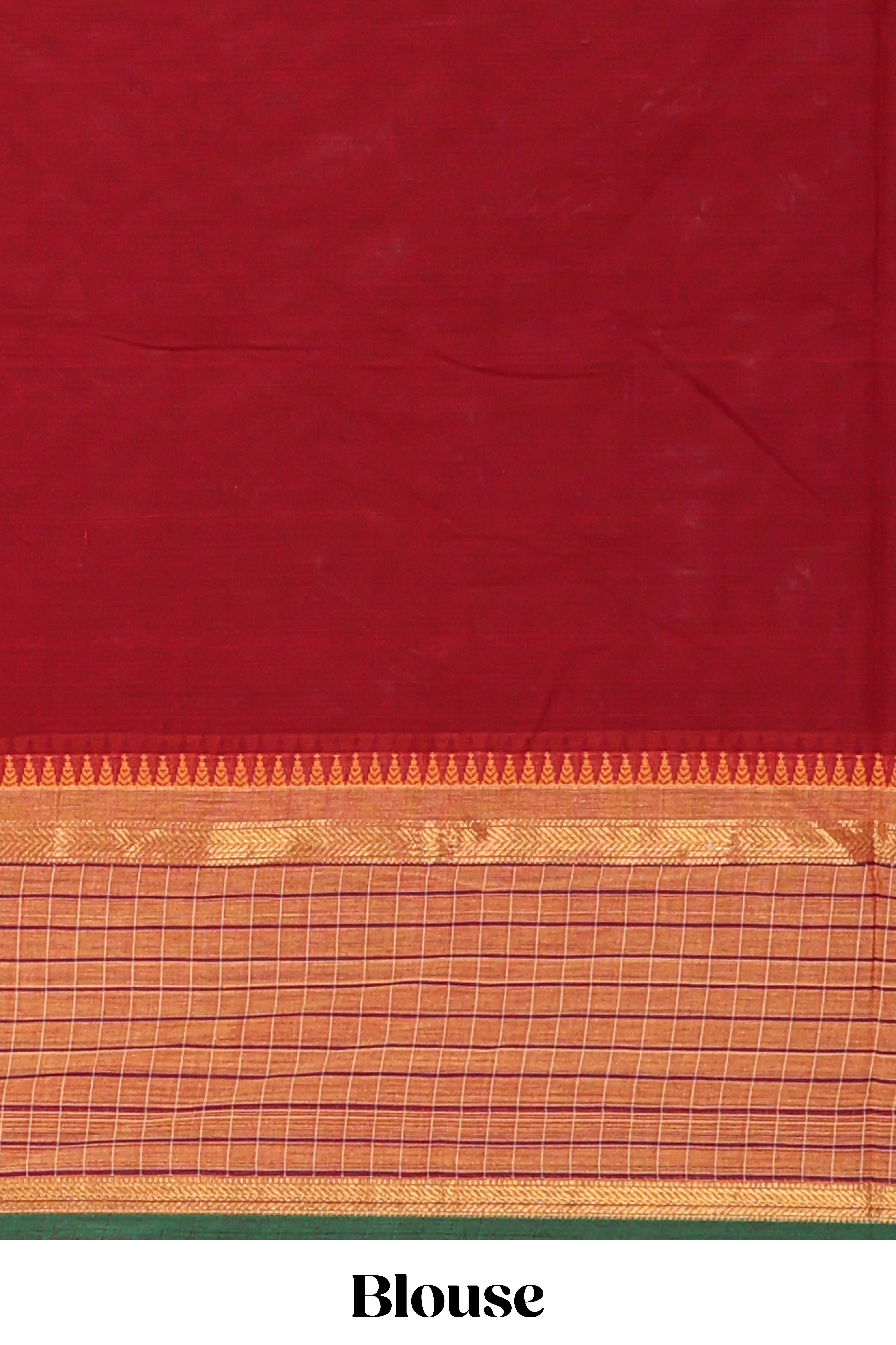 Red floral motifs design chettinad cotton saree with contrast zari border and matching blouse