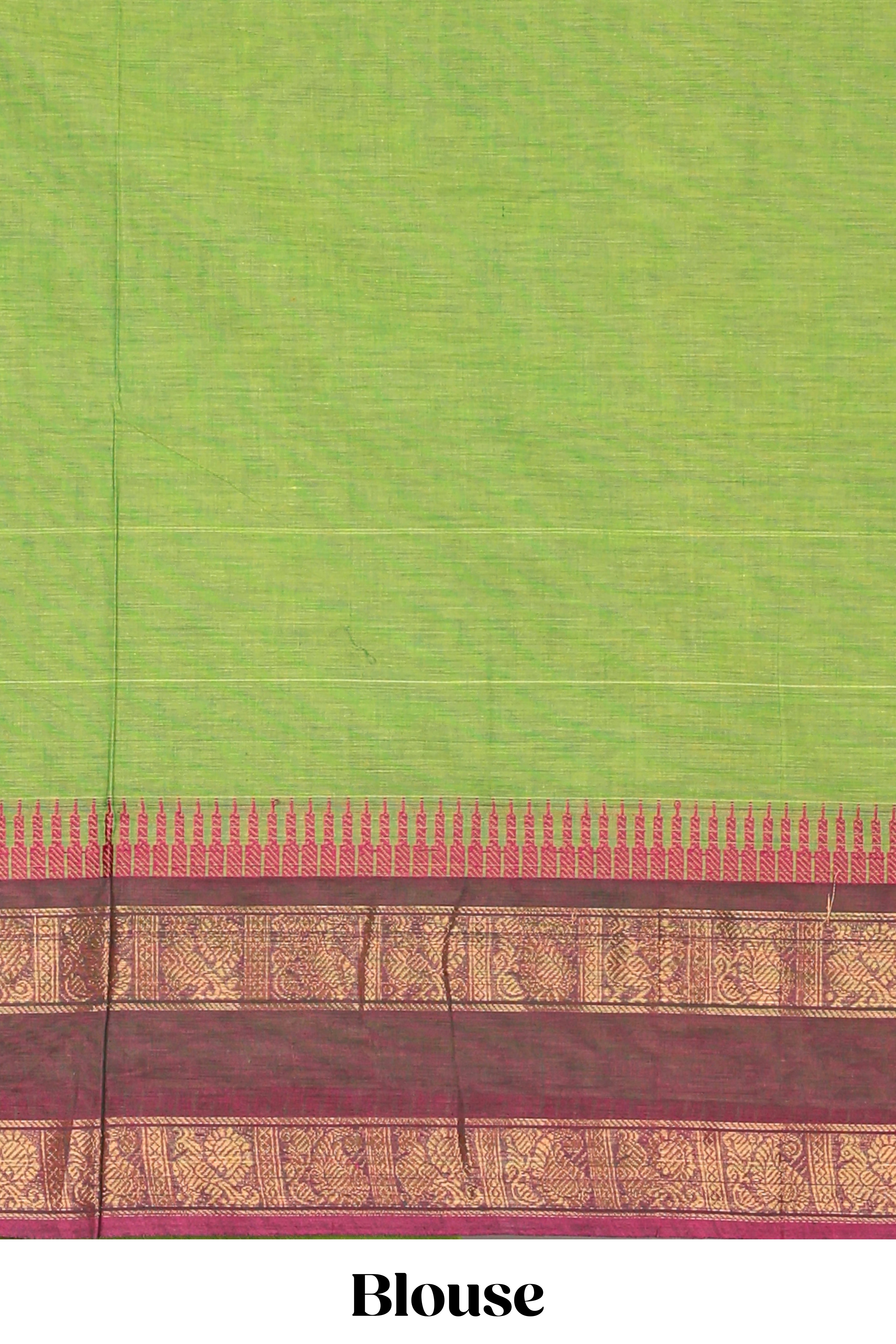 Green motifs design chettinad cotton saree with contrast zari border and matching blouse