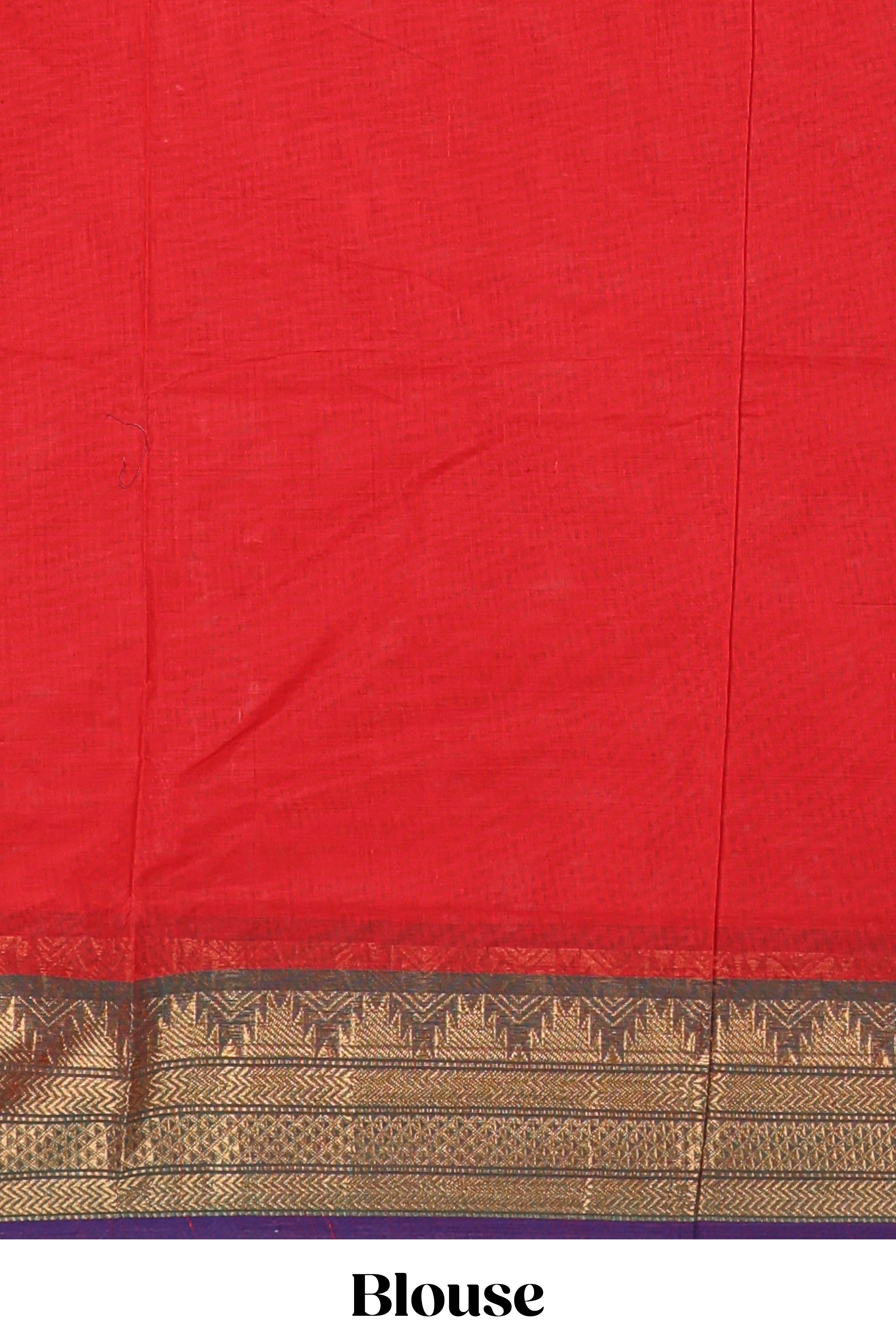 Red motifs design chettinad cotton saree with contrast border and matching blouse