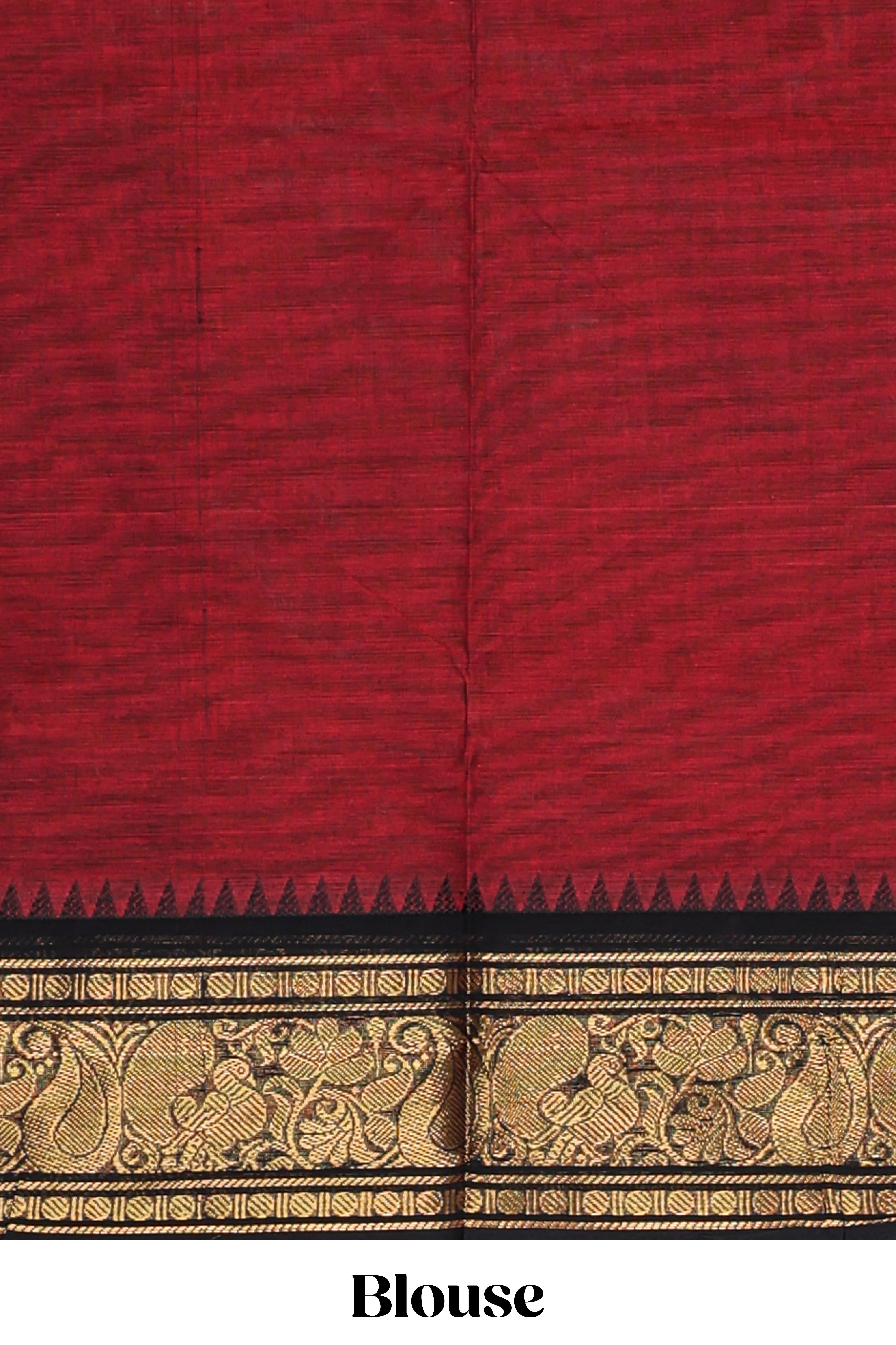 Maroon motifs design chettinad cotton saree with contrast border and matching blouse