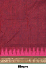 Maroon motifs design chettinad cotton saree with contrast border and matching blouse