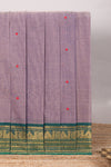 Mauve lavender motifs design chettinad cotton saree with contrast border and matching blouse
