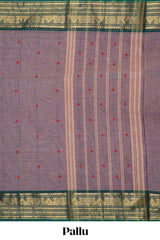 Mauve lavender motifs design chettinad cotton saree with contrast border and matching blouse