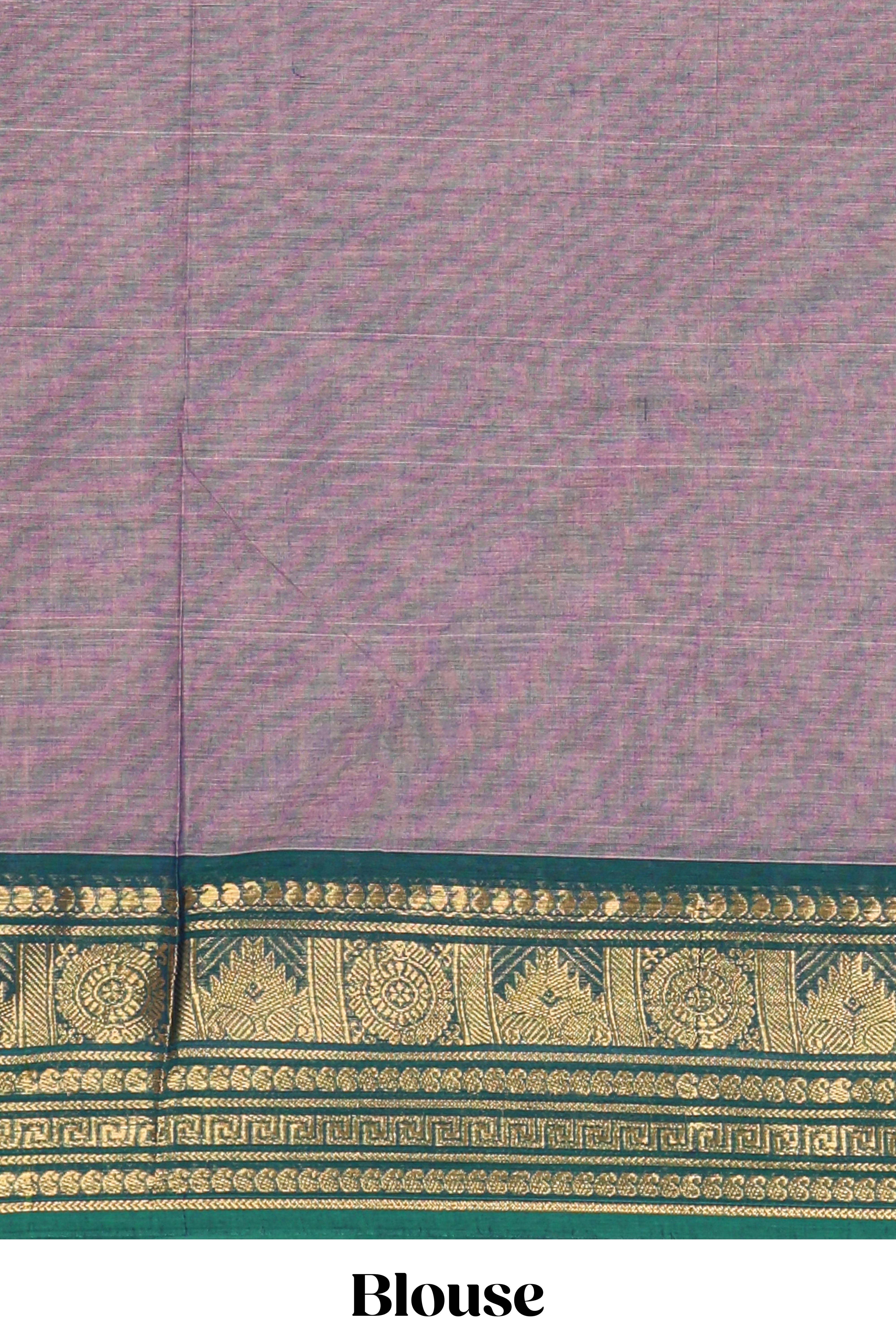 Mauve lavender motifs design chettinad cotton saree with contrast border and matching blouse