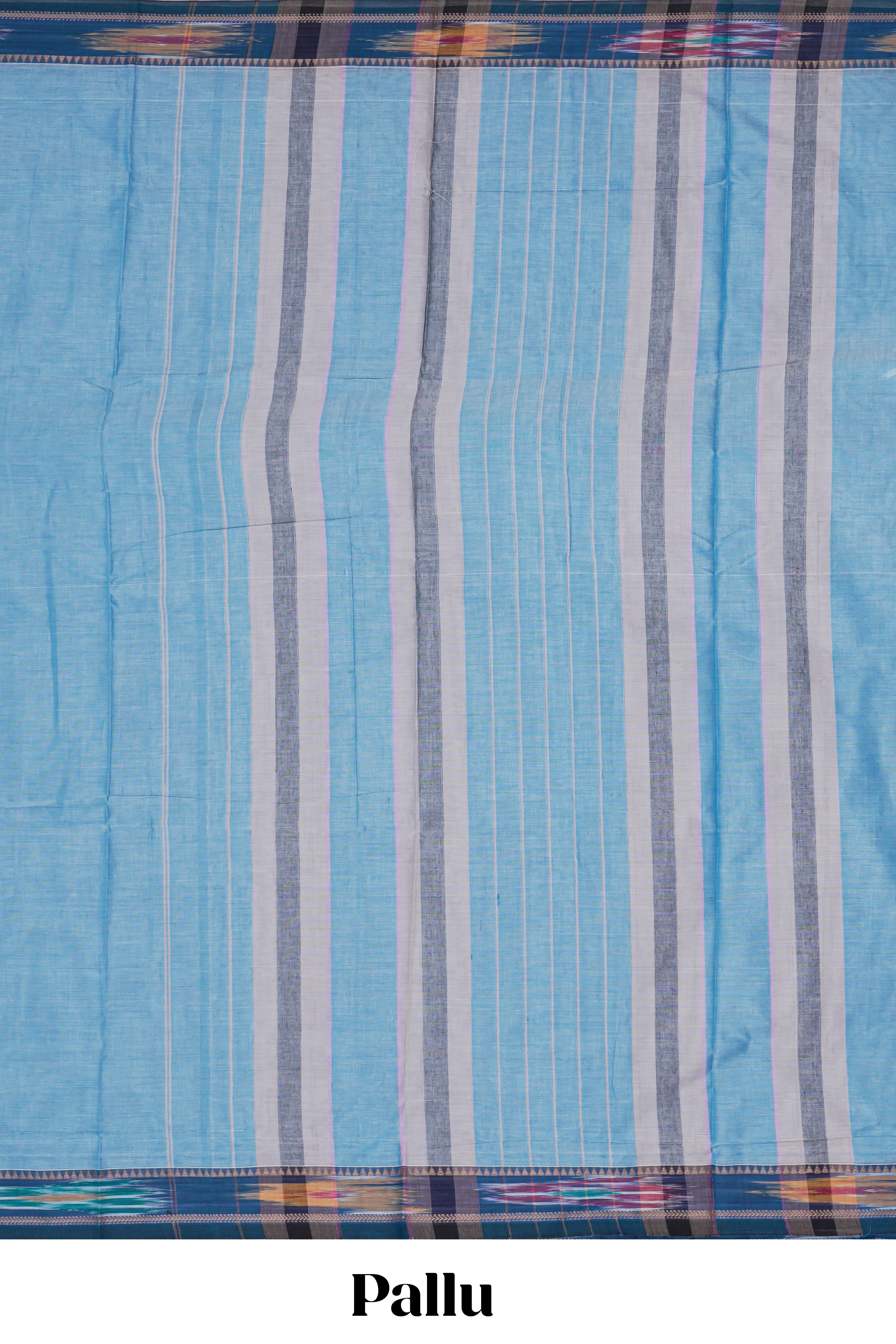 Blue plain design chettinad cotton saree with contrast border and matching blouse