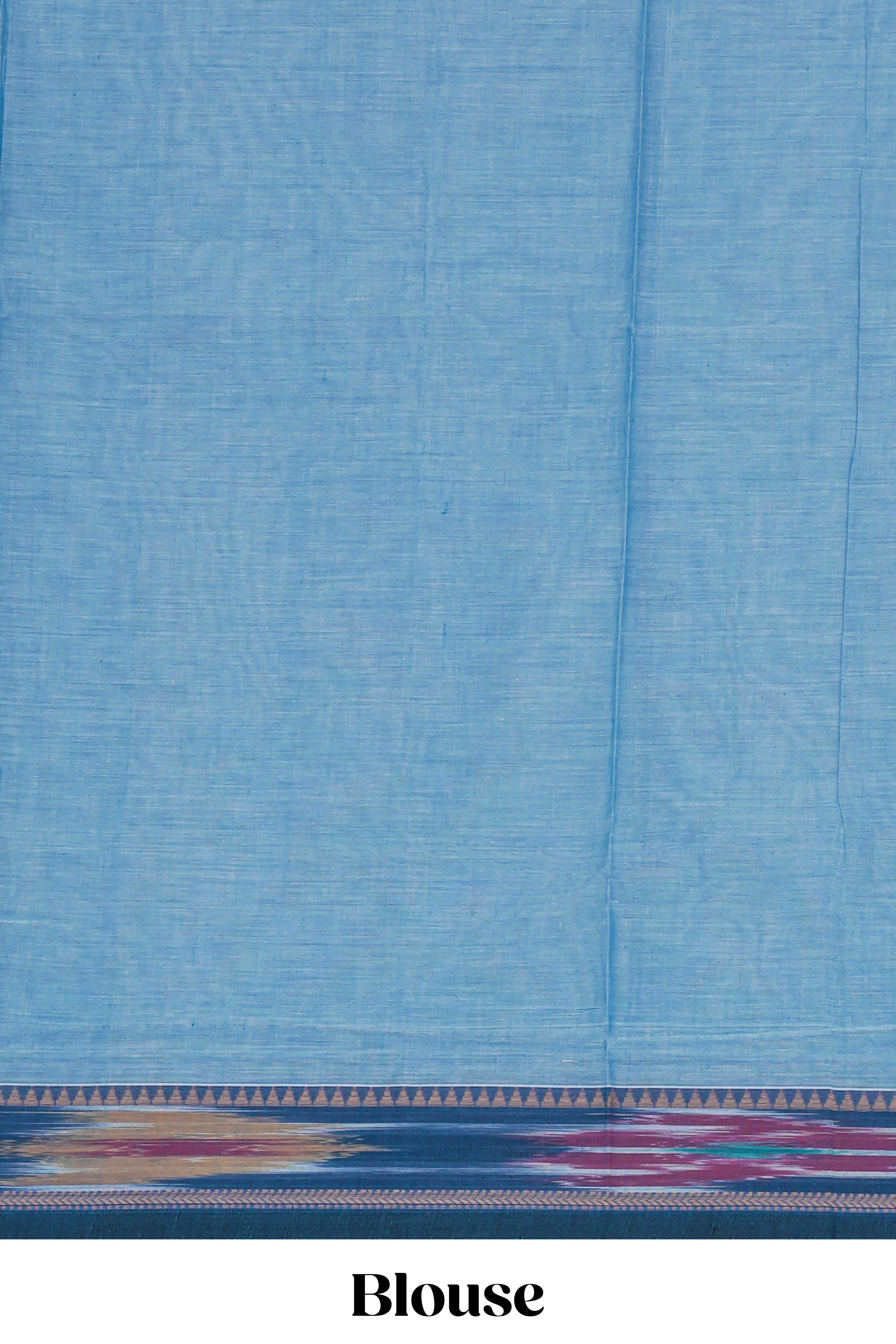 Blue plain design chettinad cotton saree with contrast border and matching blouse