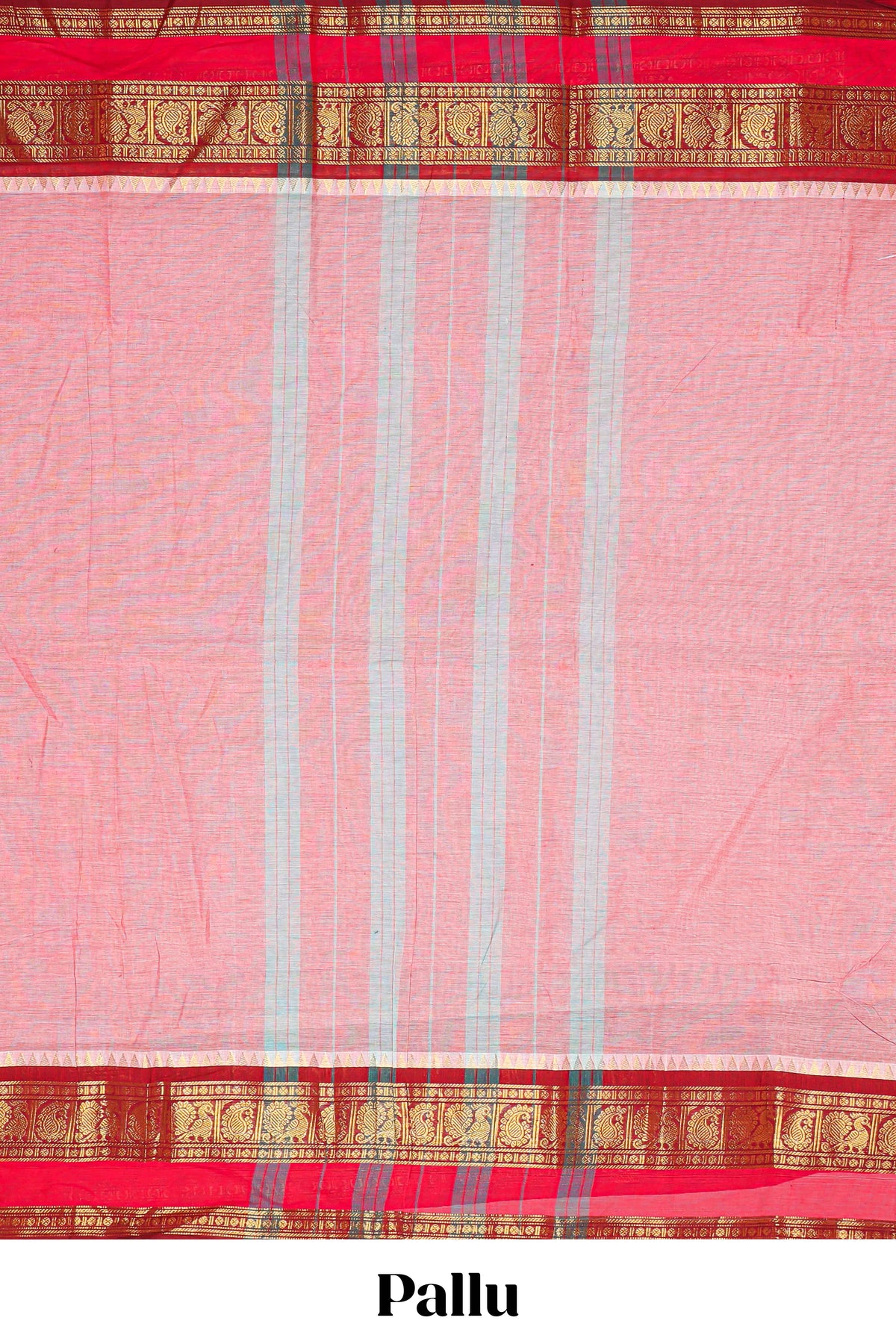 Pink plain chettinad cotton saree with contrast border and matching pallu