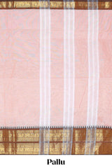 Cream plain chettinad cotton saree with contrast bentex border and matching pallu