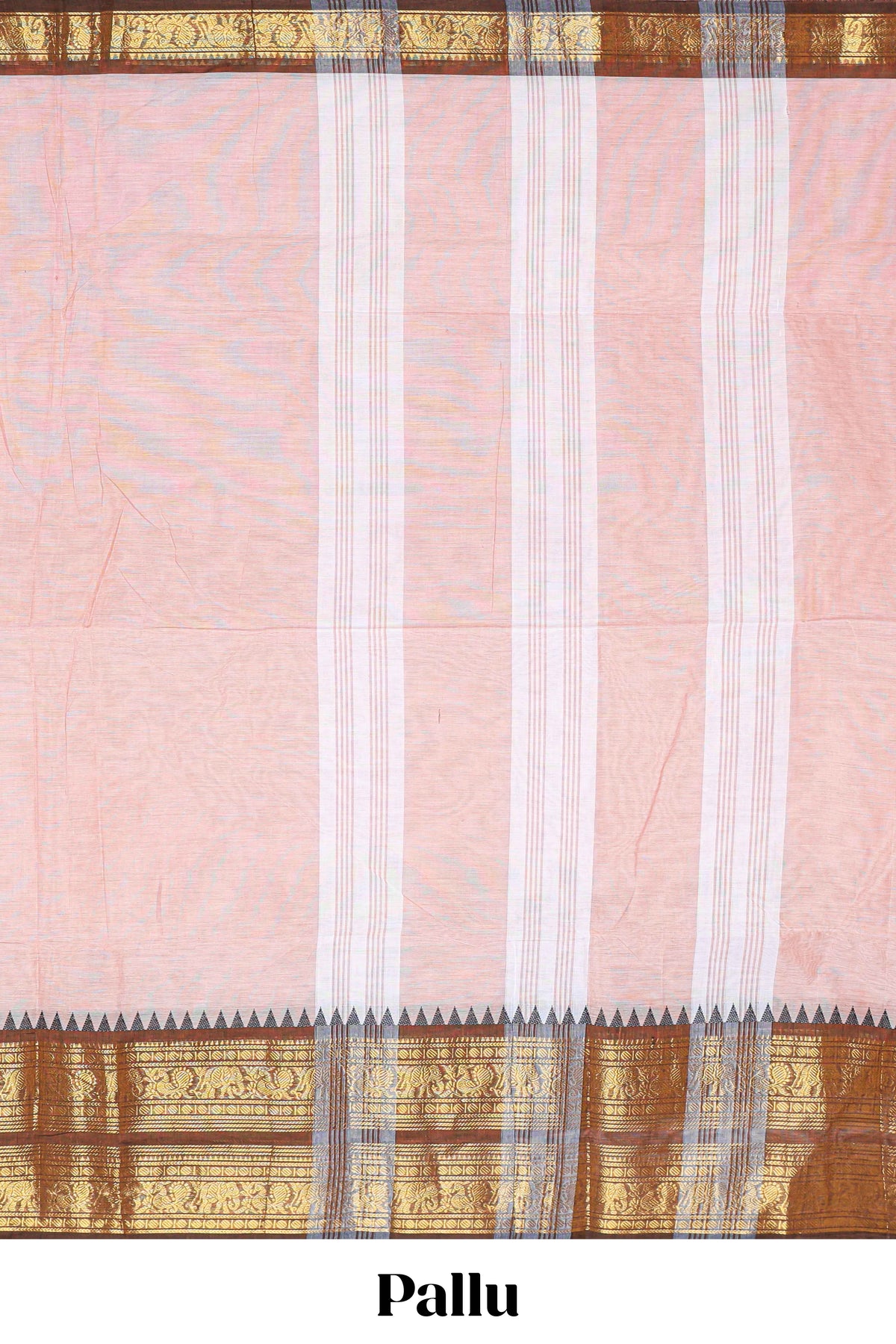 Cream plain chettinad cotton saree with contrast bentex border and matching pallu