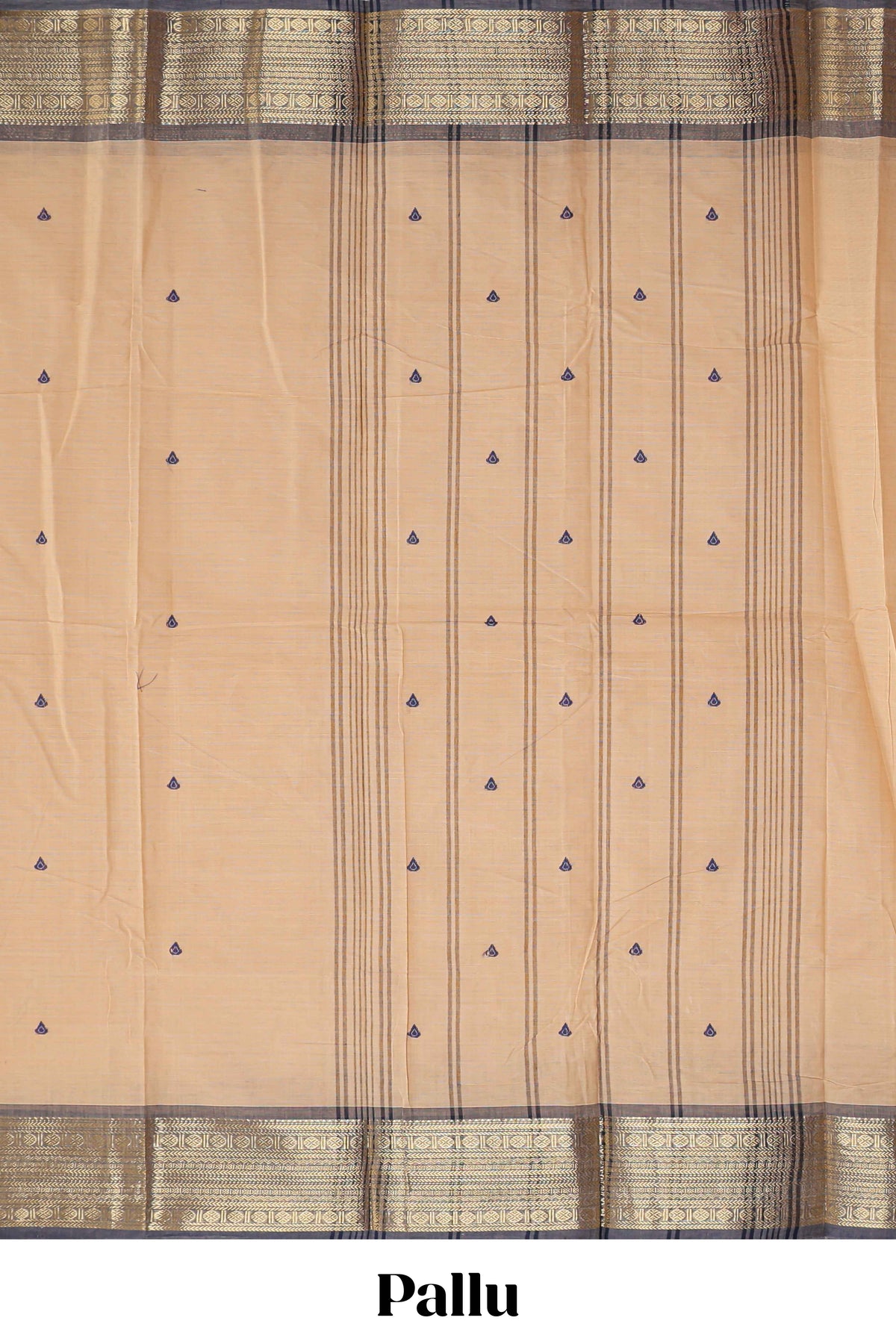 Beige motifs design chettinad cotton saree with contrast border and matching blouse
