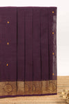Burgundy motifs design chettinad cotton saree with self zari border and matching blouse