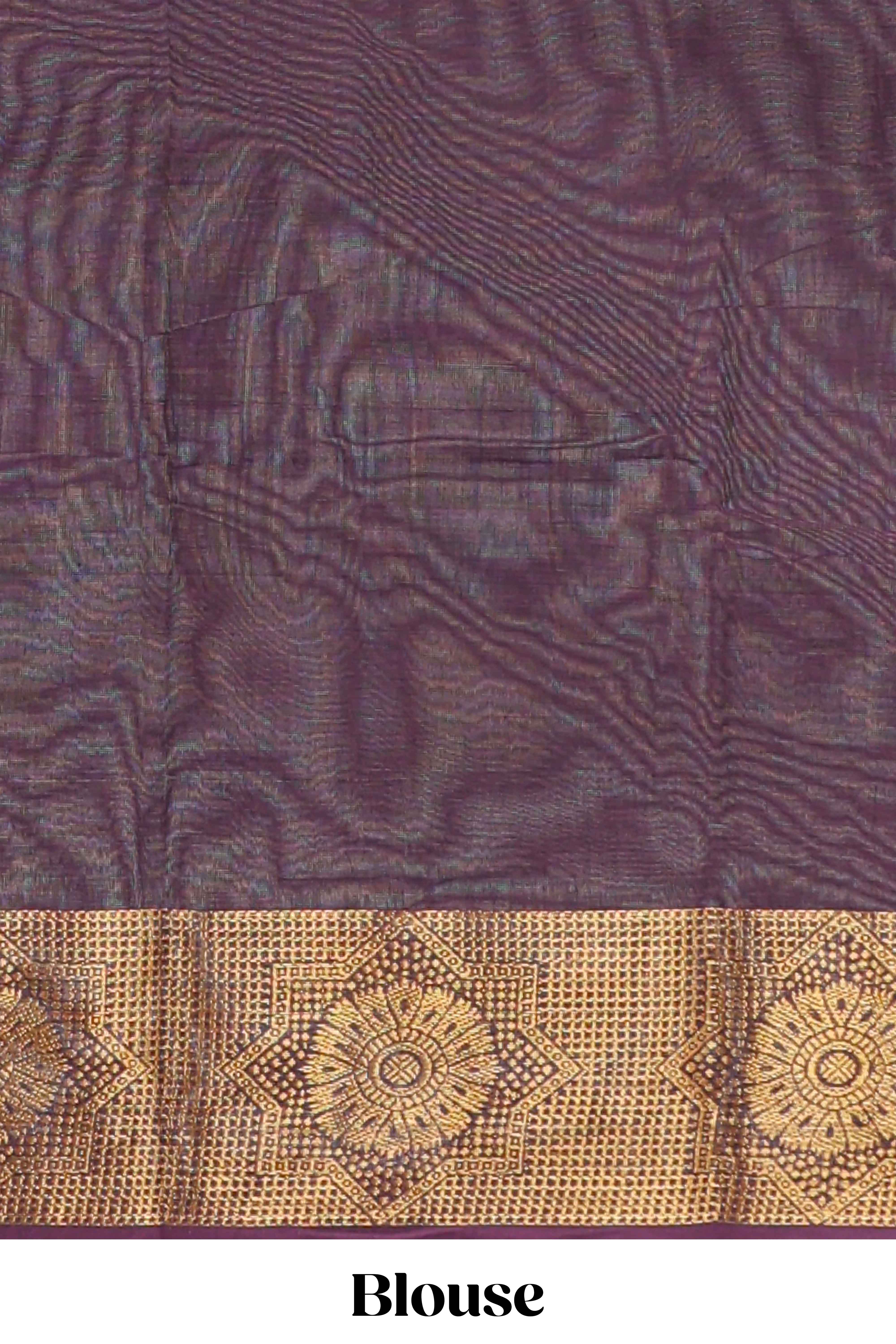 Burgundy motifs design chettinad cotton saree with self zari border and matching blouse
