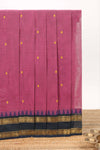Rouge pink motifs design chettinad cotton saree with contrast zari border and matching blouse