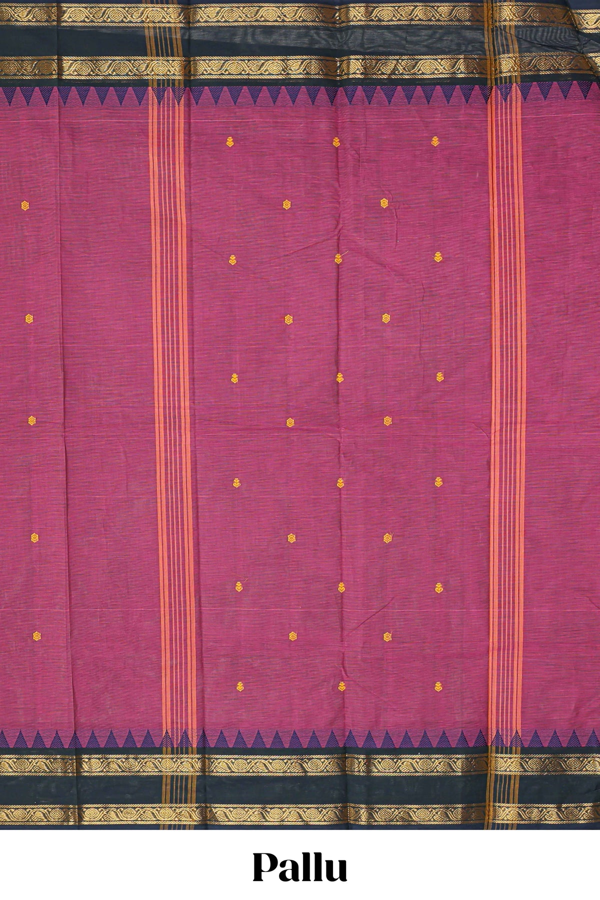 Rouge pink motifs design chettinad cotton saree with contrast zari border and matching blouse