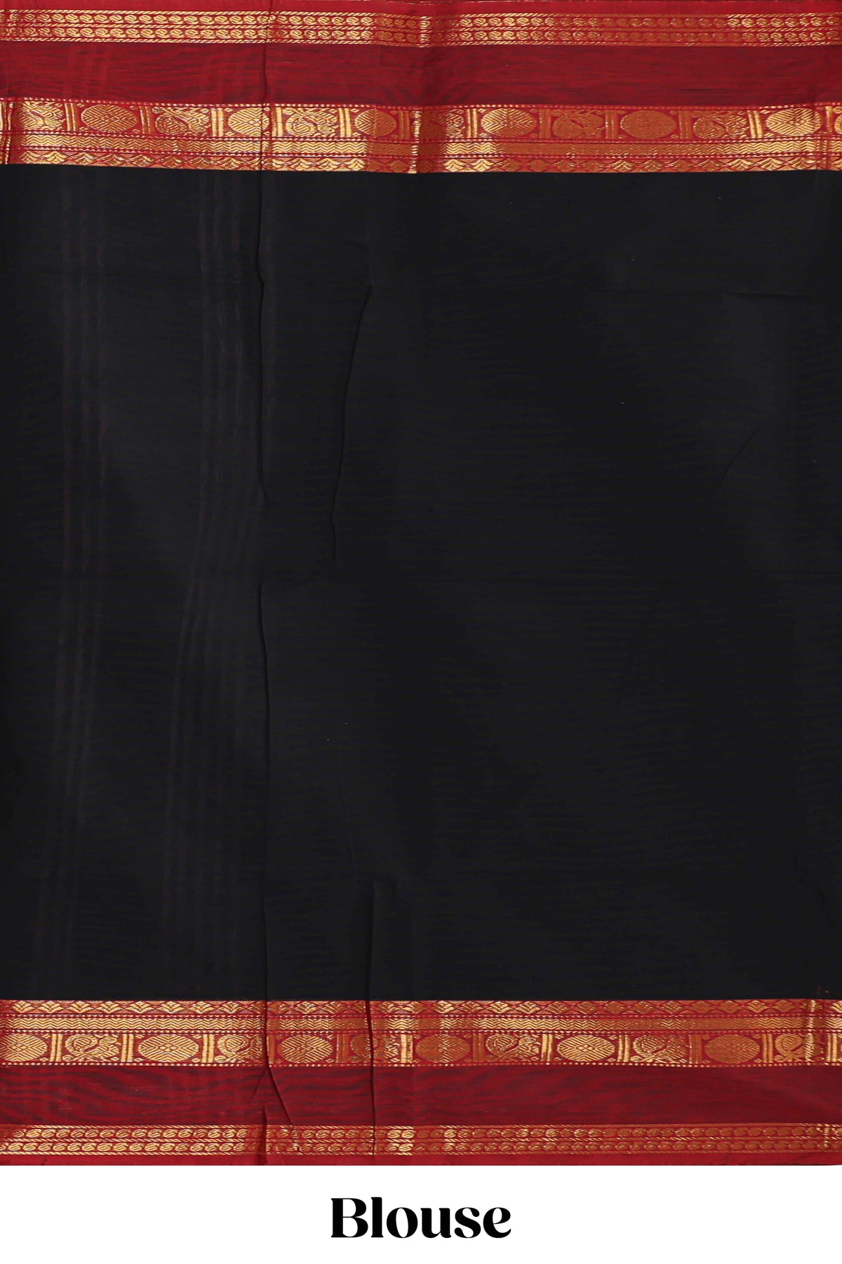 Black plain design chettinad cotton saree with contrast zari border and matching blouse