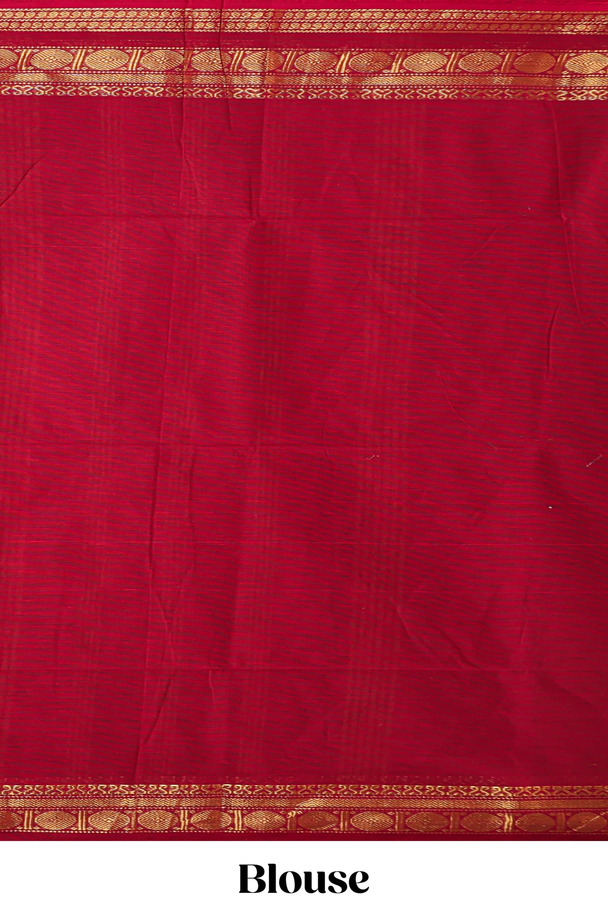 Red plain design chettinad cotton saree with self zari border and matching blouse