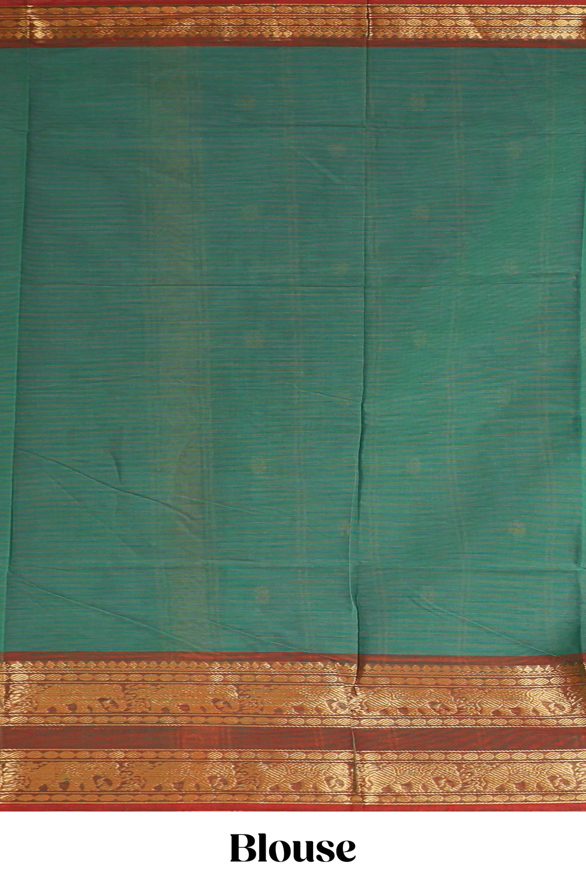 Jungle green motifs design chettinad cotton saree with contrast zari border and matching blouse