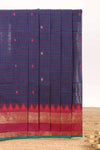 Violet checked motifs design chettinad cotton saree with contrast zari border and matching blouse