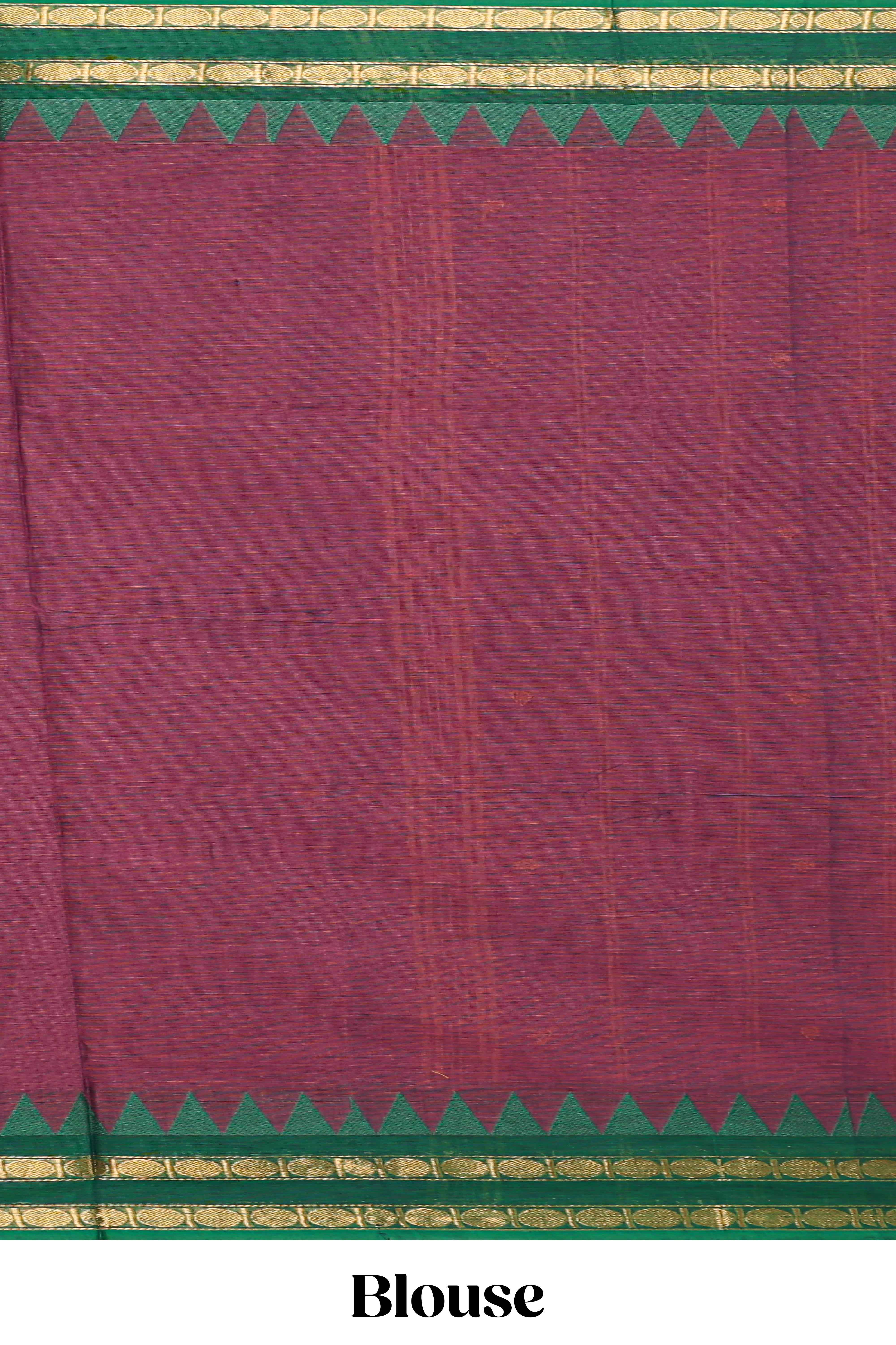 Burgundy motifs design chettinad cotton saree with contrast zari border and matching blouse