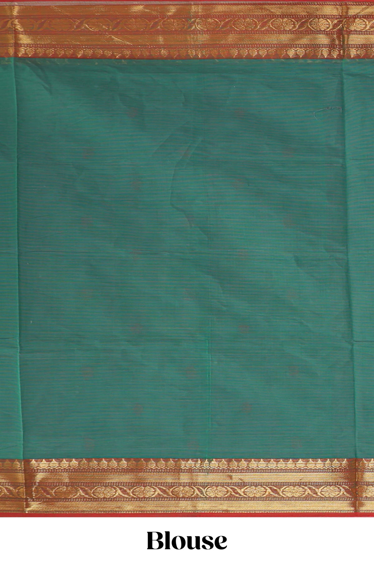 Sea green motifs design chettinad cotton saree with contrast zari border and matching blouse