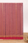 Pink striped design chettinad cotton saree with contrast border and matching blouse