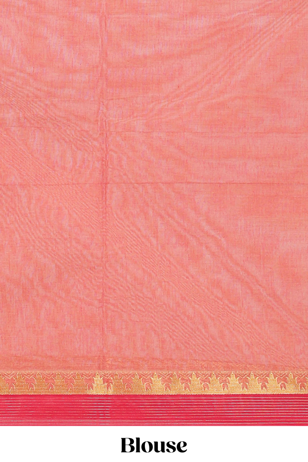 Pink striped floral design chettinad cotton saree with contrast border and matching blouse