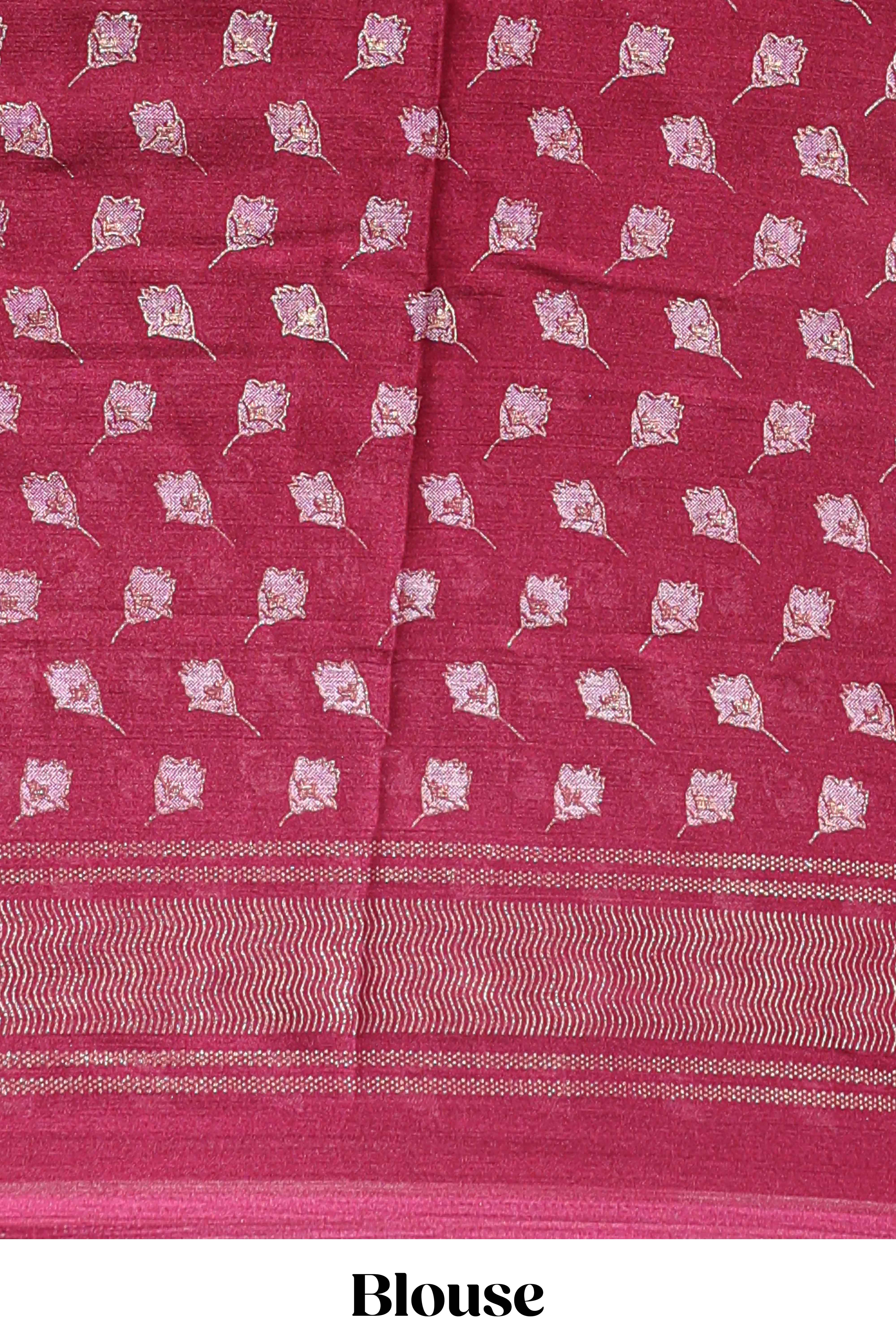 Maroon floral design chiffon saree with self border and matching blouse