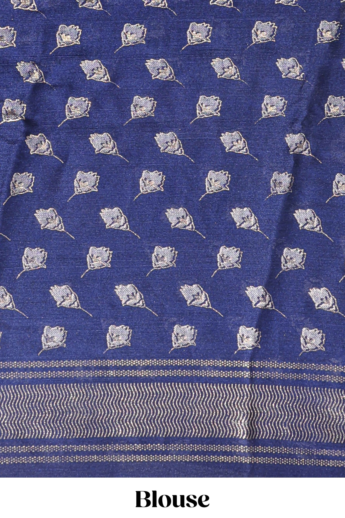 Blue floral design chiffon saree with self border and matching blouse