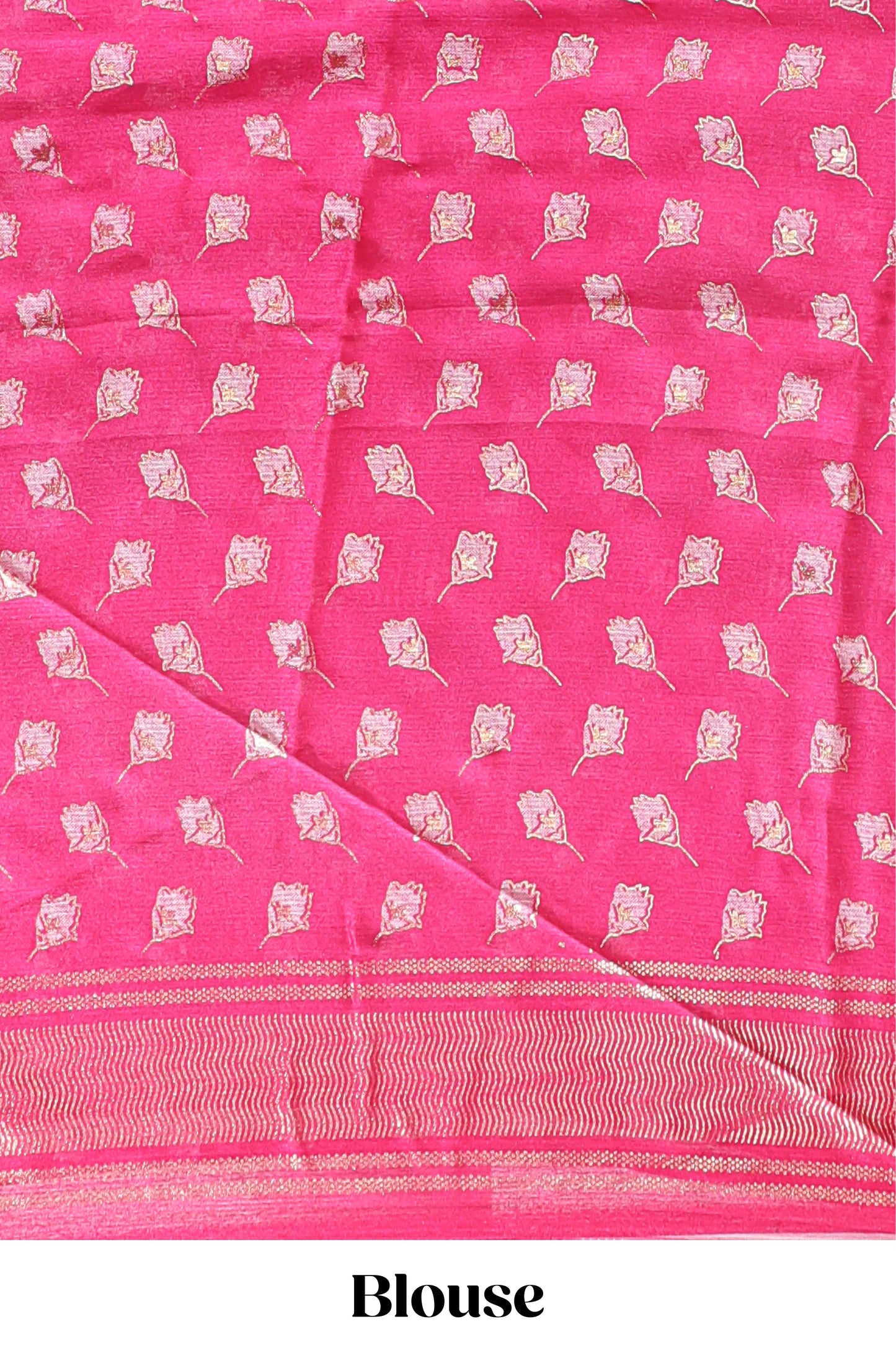 Pink floral design chiffon saree with self border and matching blouse
