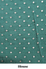 Purple checked floral motifs chiffon saree with self zari border and contrast blouse