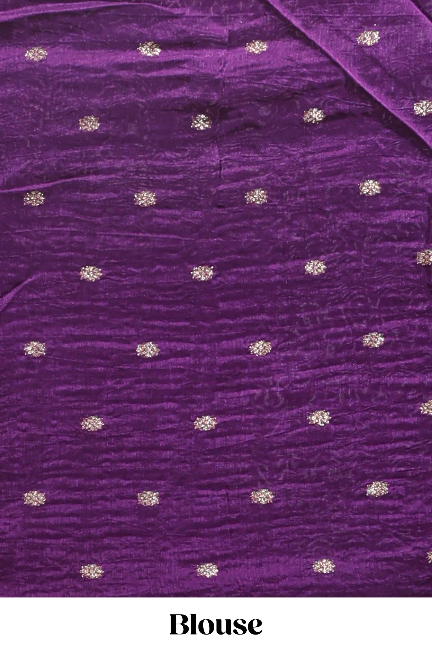 Brown checked floral motifs chiffon saree with self zari border and contrast blouse